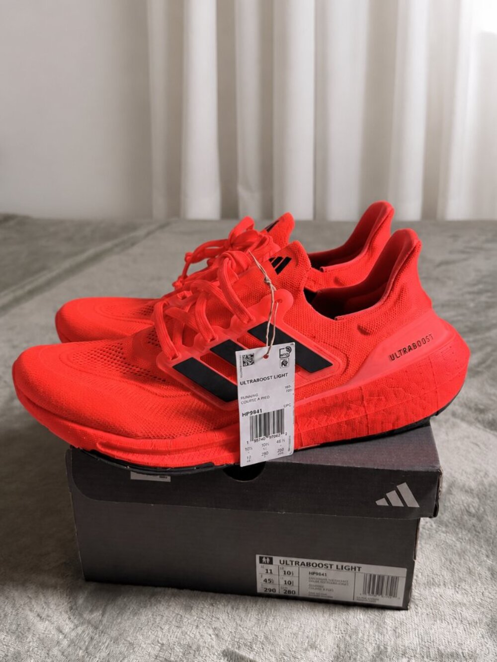Adidas Ultraboost Ligth Men's Running Shoes Bright Red with Black Stripes